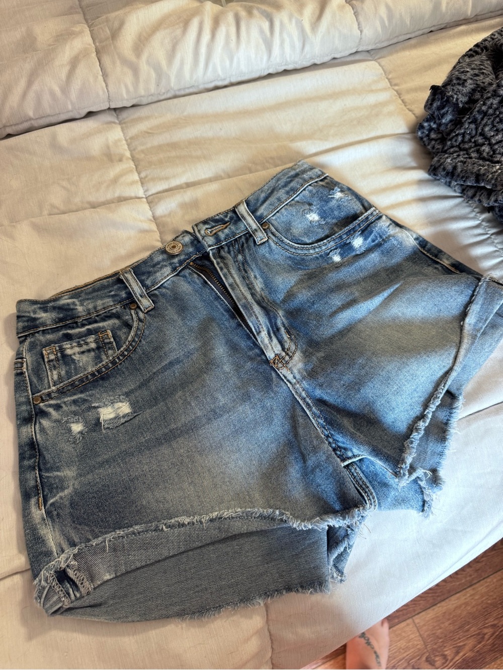 Rewash Distressed Light Blue Denim Shorts